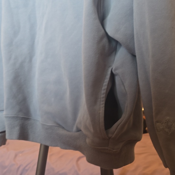 PopFlex Light Blue Crewneck Pullover with Ribbed Cuff Detail As Is - Picture 4 of 7